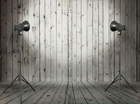 photo studio in old wooden roomの写真素材