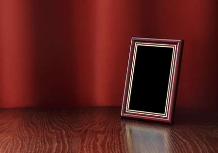 vintage photo-frame on tableの写真素材