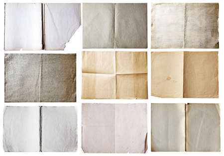 old papers set isolated on white background の写真素材