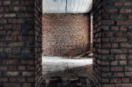 abandoned room, urban background 
