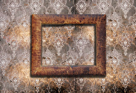 old photo frame isolated on white backgroundの写真素材