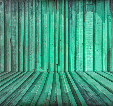 old room, green wooden wallの写真素材