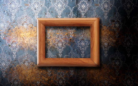 blank frame on dirty wallpaperの写真素材