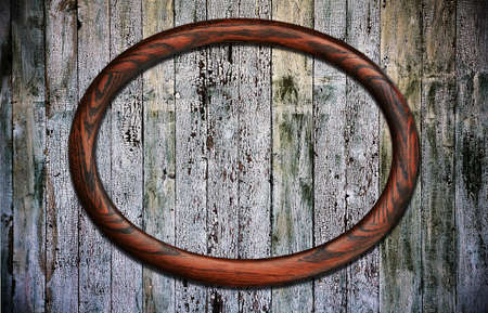 blank photoframe on old wooden backgroundの写真素材