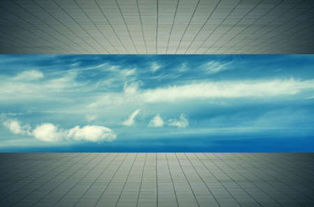 room without walls, sky backgroundの写真素材
