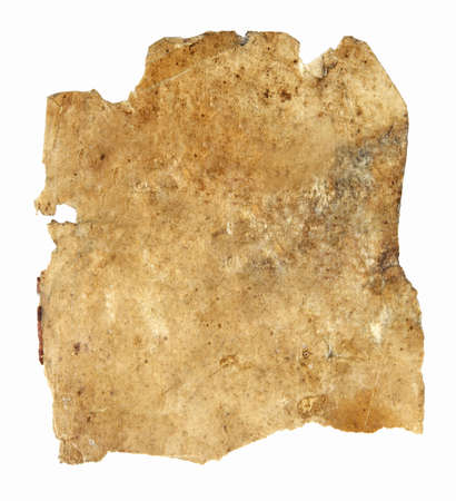very old dirty and ragged paper isolated on white background with clipping pathの写真素材