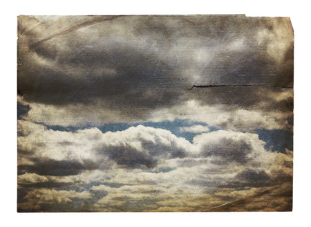 old grungy illustration, beautifu cloudscape