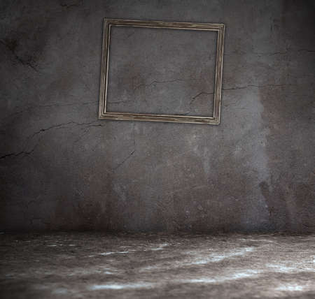abandoned interior with picture framesの写真素材