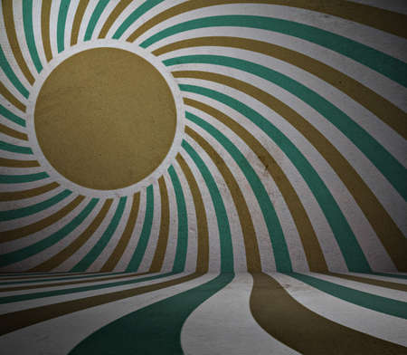 old grunge room with retro sun rays, vintage backgroundの写真素材