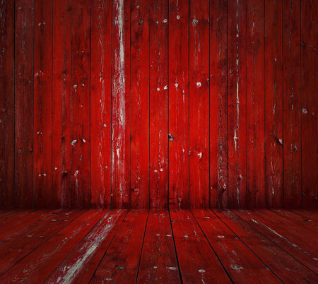 old wooden room, red background の写真素材