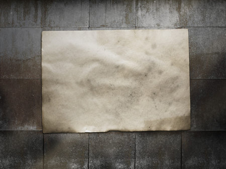 old paper on dirty tile wall