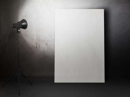 billboard in old studio, urban background with placardの写真素材