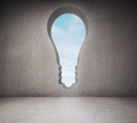 room with window, shape of the bulbの写真素材