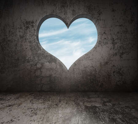 room with window, shape of the heartの写真素材