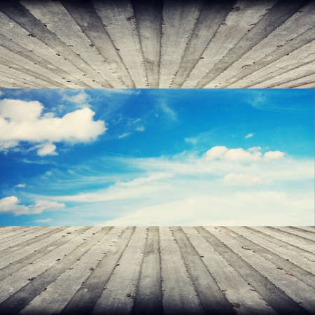 room without walls, sky backgroundの写真素材