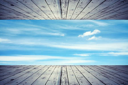 room without walls, sky backgroundの写真素材