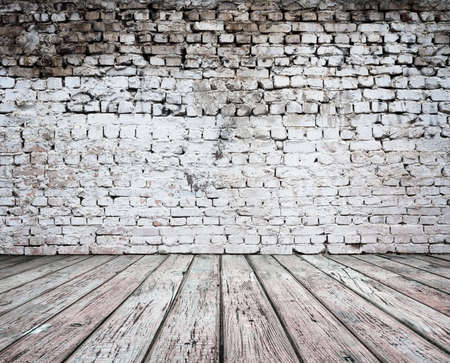 old room with brick wall, vintage background の写真素材