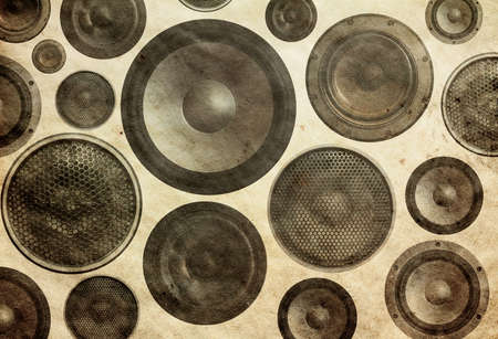 vintage musical background with sound speakersの写真素材
