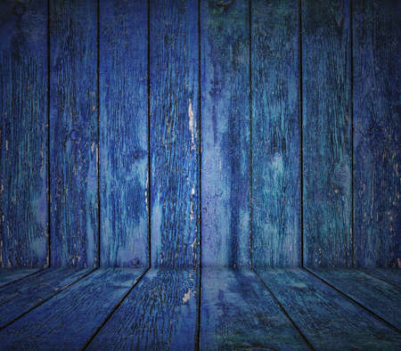 painted old wooden wall. blue roomの写真素材