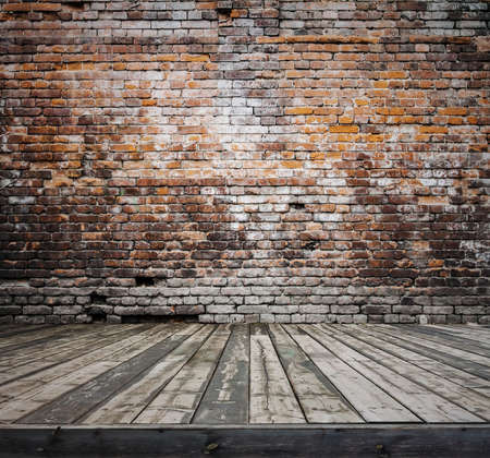 old room with brick wall, vintage background の写真素材