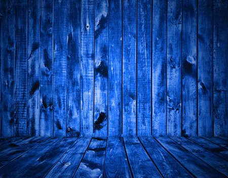 painted old wooden wall. blue background の写真素材