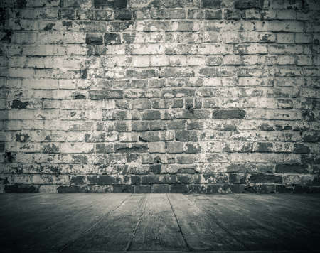 ld room with brick wall, vintage backgroundの写真素材
