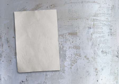 old paper on dirty concrete wall, vintage backgroundの写真素材