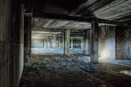 interior of an old abandoned building