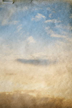 sunset sky background, vintage illustration on old paperの写真素材