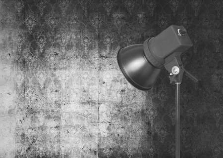 spot light on gray retro wallpaper の写真素材