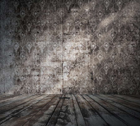 old grunge room, retro background の写真素材