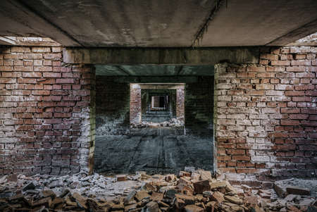interior of an old abandoned unfinished buildingの写真素材