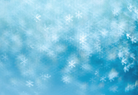 bright snowflakes bokeh, blurred winter christmas