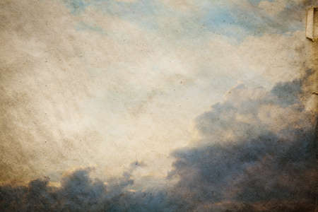 sunset sky background, vintage illustration on old paperの写真素材