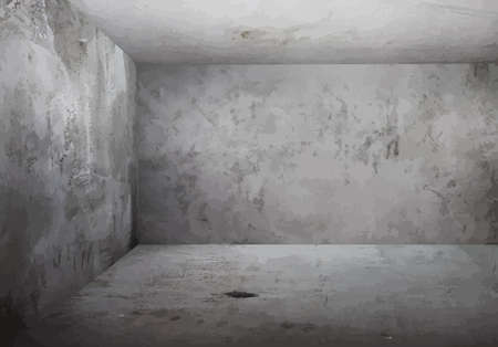 corner of old grunge room, gray wals, vectorのイラスト素材