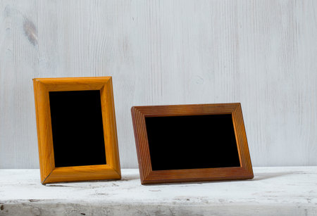 photo frames on old white table