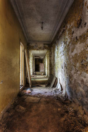 interior of an old abandoned buildingの写真素材