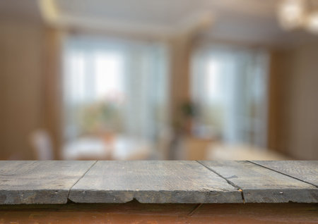 old vintage wooden table in the living room