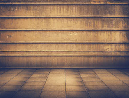 grunge metallic interior, urban background, retro film filteredの写真素材