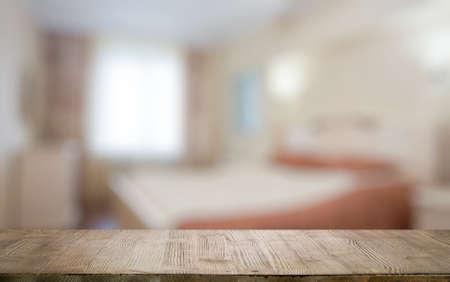 old wooden table in the bedroomの写真素材