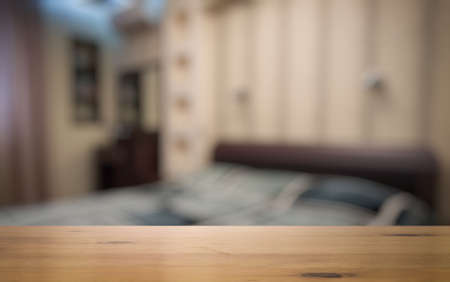 old wooden table in the bedroomの写真素材