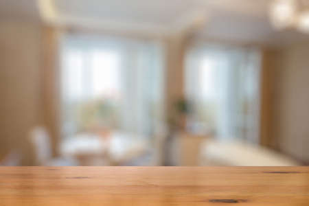 old vintage wooden table in the living roomの写真素材