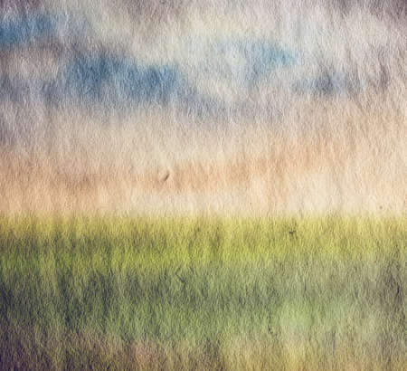 old illustration, fields and skyの写真素材