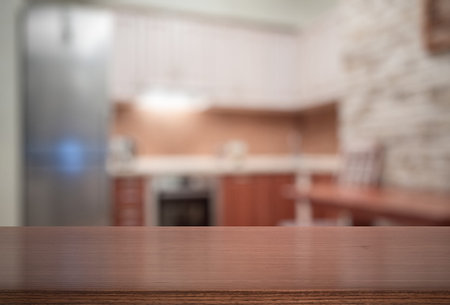 wooden table in the kitchen