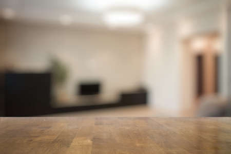 old vintage wooden table in the living roomの写真素材
