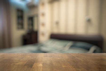 old wooden table in the bedroomの写真素材