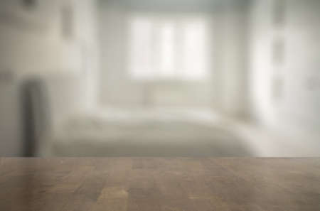 old wooden table in the bedroomの写真素材