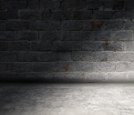 old room with brick wall, grungy backgroundの写真素材