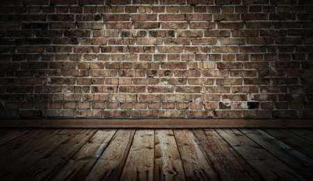old room with brick wall, grungy backgroundの写真素材