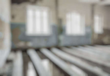 vintage blurred background, defocused old abandoned roomの写真素材